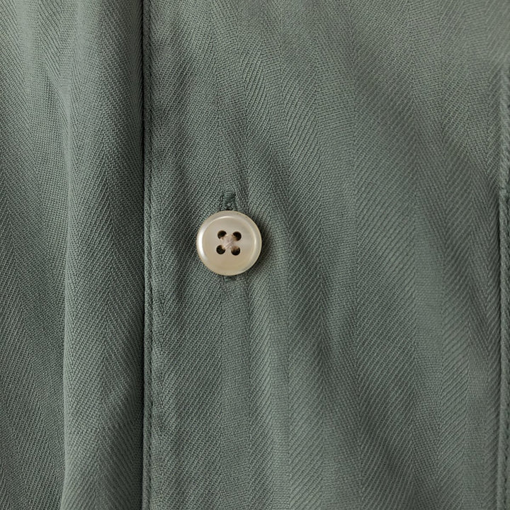 Orvis Signature Collection Short-Sleeve Open-Collar Silk Shirt, Boxy Fit, Men's Size M (approx.) silk Khaki type sage green Vintage Second Hand