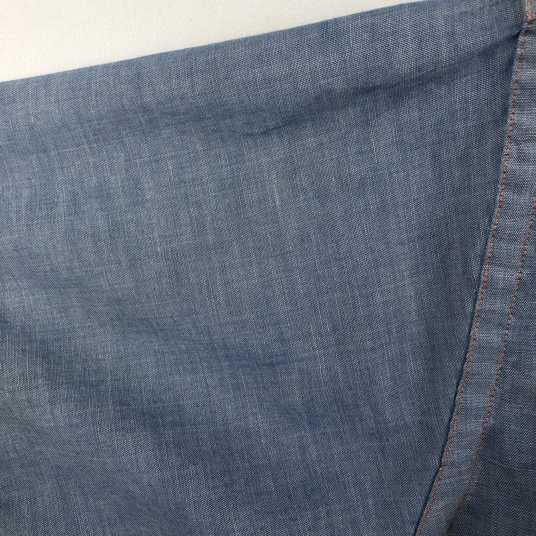 Vintage LLBean short-sleeved chambray shirt from the 1990s, men's size L (approx.). polyester blue type Vintage Second Hand