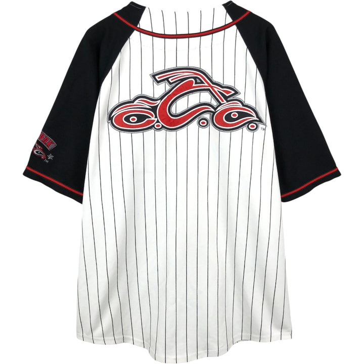 Orange County Choppers Stripe Pattern Game Shirt Baseball Shirt Men's Size L (approx.) unclear white type Vintage Second Hand