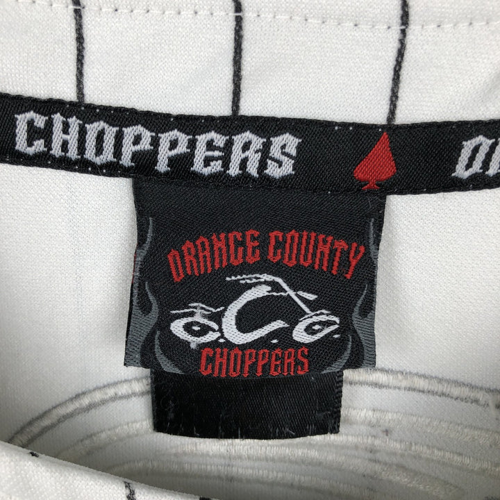 Orange County Choppers Stripe Pattern Game Shirt Baseball Shirt Men's Size L (approx.) unclear white type Vintage Second Hand