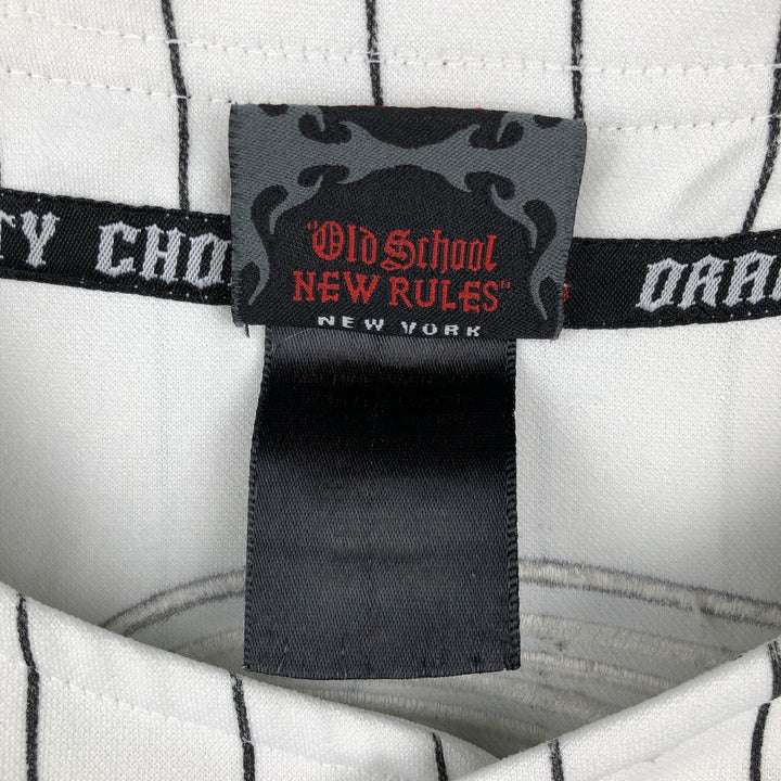 Orange County Choppers Stripe Pattern Game Shirt Baseball Shirt Men's Size L (approx.) unclear white type Vintage Second Hand