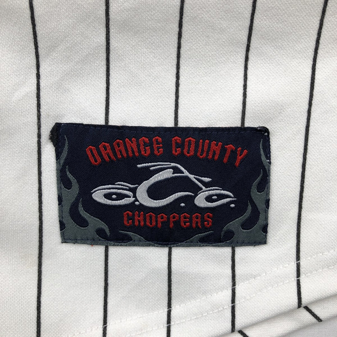 Orange County Choppers Stripe Pattern Game Shirt Baseball Shirt Men's Size L (approx.) unclear white type Vintage Second Hand