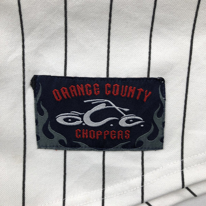 Orange County Choppers Stripe Pattern Game Shirt Baseball Shirt Men's Size L (approx.) unclear white type Vintage Second Hand