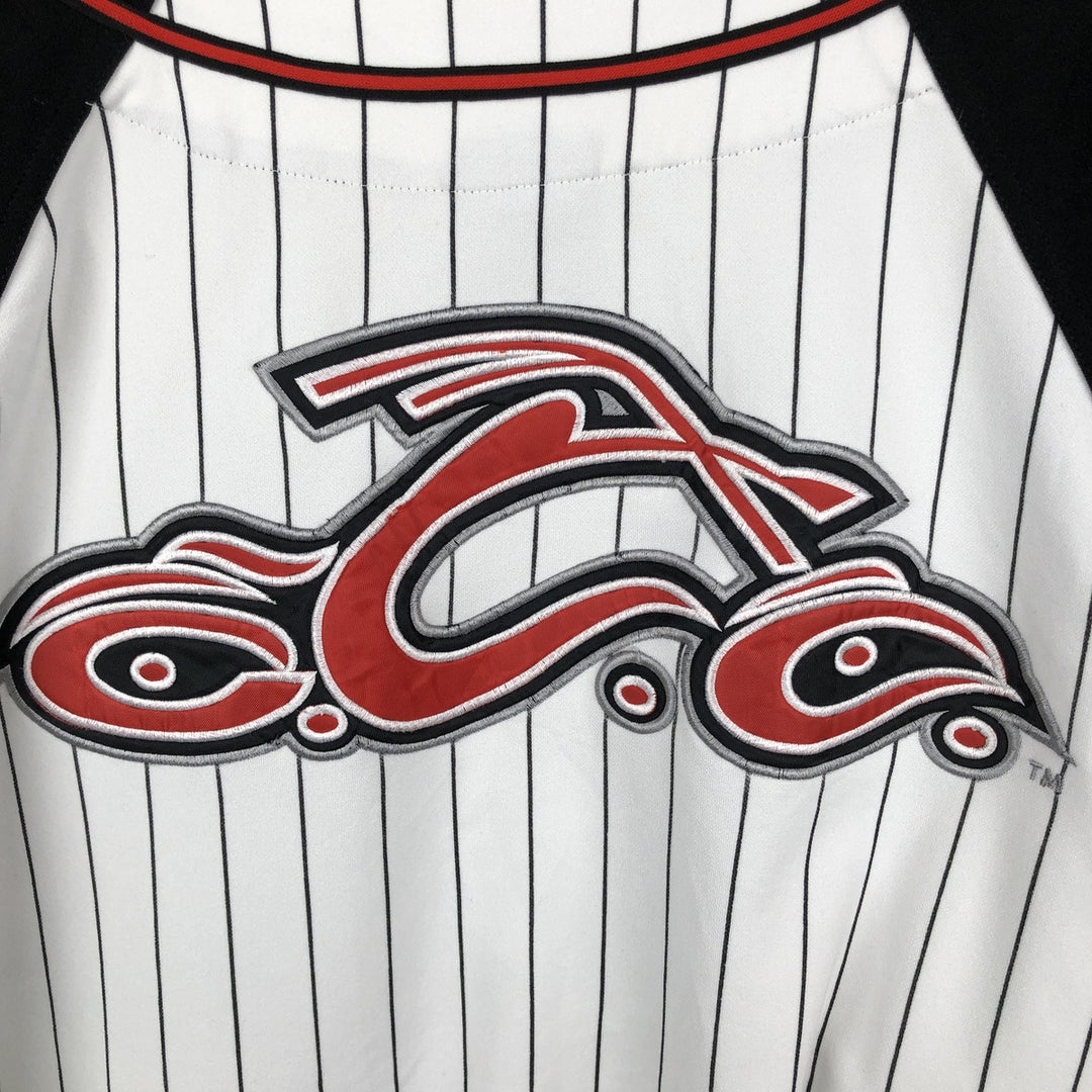 Orange County Choppers Stripe Pattern Game Shirt Baseball Shirt Men's Size L (approx.) unclear white type Vintage Second Hand