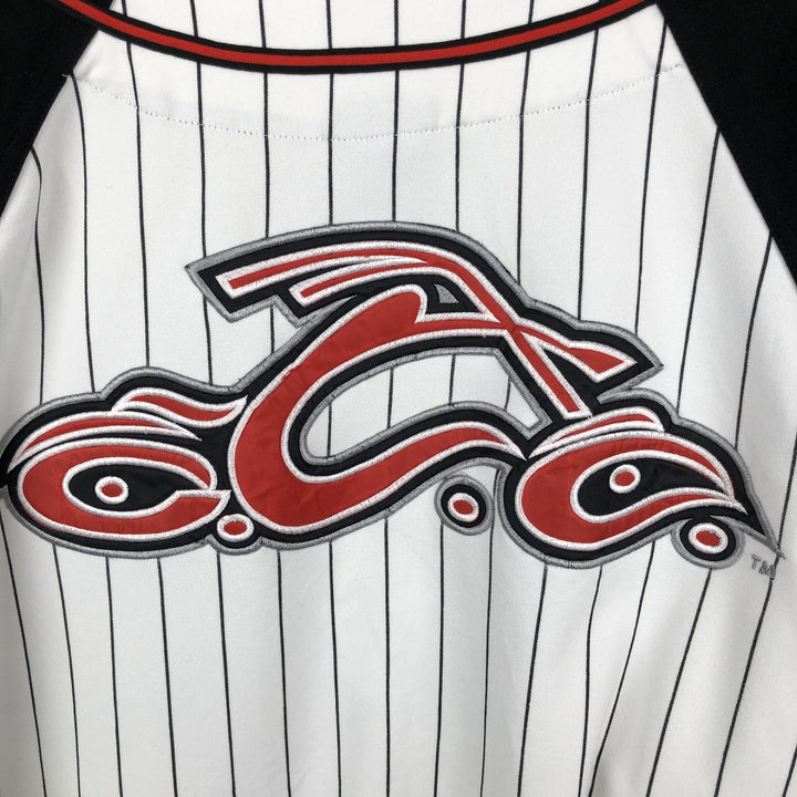 Orange County Choppers Stripe Pattern Game Shirt Baseball Shirt Men's Size L (approx.) unclear white type Vintage Second Hand