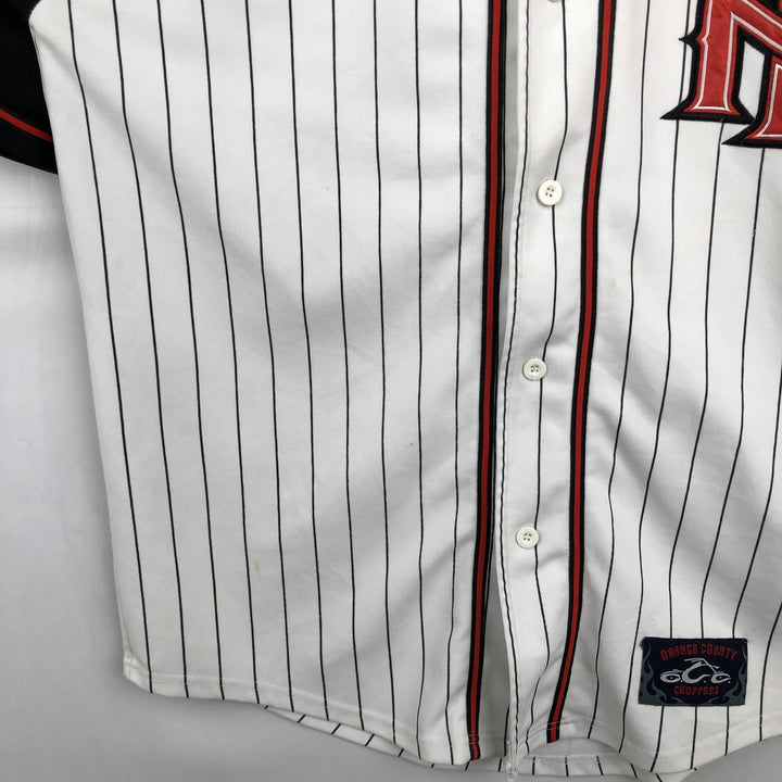 Orange County Choppers Stripe Pattern Game Shirt Baseball Shirt Men's Size L (approx.) unclear white type Vintage Second Hand
