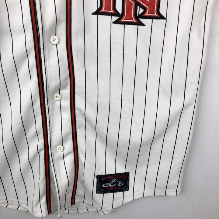 Orange County Choppers Stripe Pattern Game Shirt Baseball Shirt Men's Size L (approx.) unclear white type Vintage Second Hand