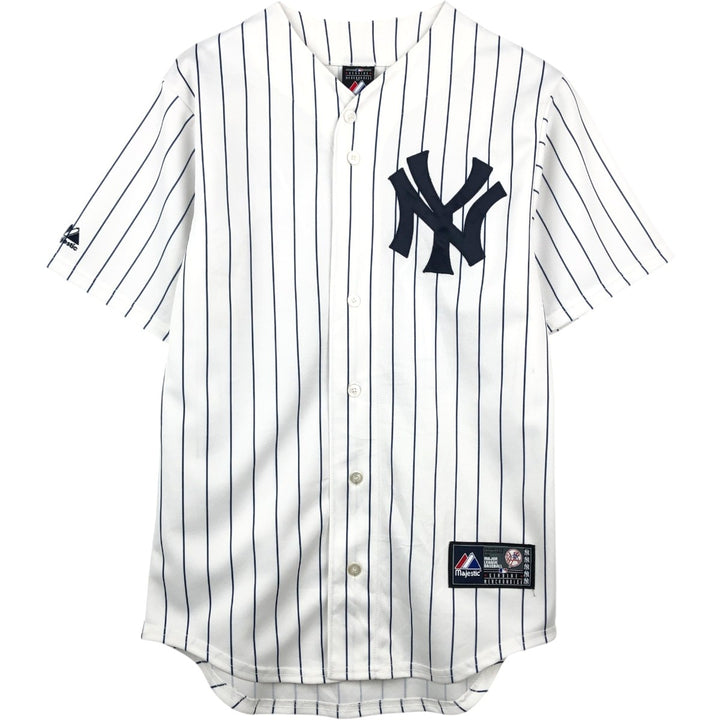 90'S Majestic MLB New York Yankees Stripe Pattern Game Shirt Baseball Shirt Made in USA Men's Size S (approx.) unclear white type Vintage Second Hand