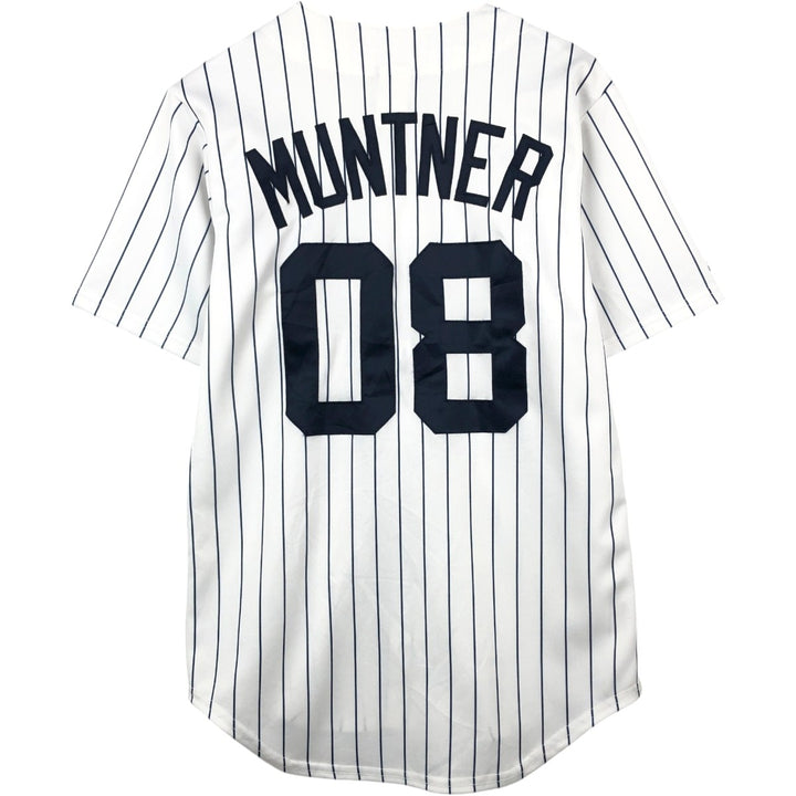 90'S Majestic MLB New York Yankees Stripe Pattern Game Shirt Baseball Shirt Made in USA Men's Size S (approx.) unclear white type Vintage Second Hand