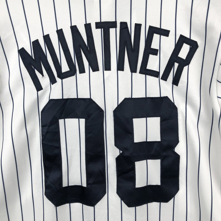 90'S Majestic MLB New York Yankees Stripe Pattern Game Shirt Baseball Shirt Made in USA Men's Size S (approx.) unclear white type Vintage Second Hand