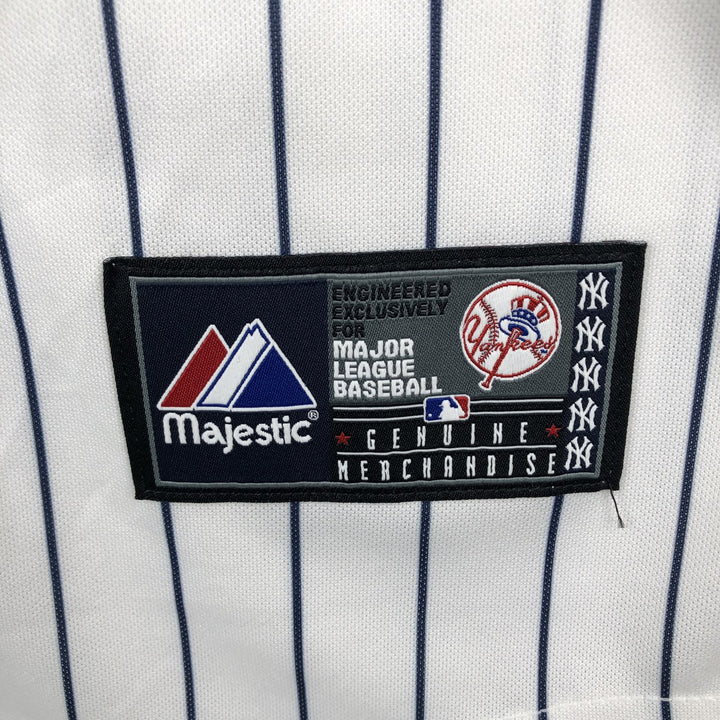 90'S Majestic MLB New York Yankees Stripe Pattern Game Shirt Baseball Shirt Made in USA Men's Size S (approx.) unclear white type Vintage Second Hand