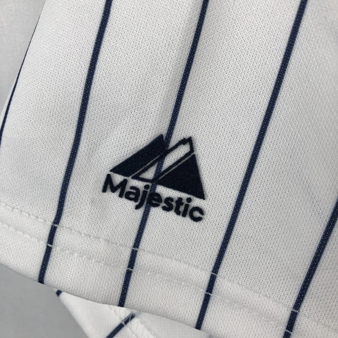 90'S Majestic MLB New York Yankees Stripe Pattern Game Shirt Baseball Shirt Made in USA Men's Size S (approx.) unclear white type Vintage Second Hand