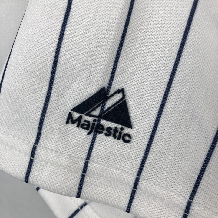 90'S Majestic MLB New York Yankees Stripe Pattern Game Shirt Baseball Shirt Made in USA Men's Size S (approx.) unclear white type Vintage Second Hand