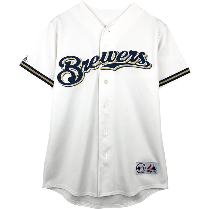 Majestic MLB Milwaukee Brewers Game Shirt Baseball Shirt Men's Size M unclear white type Vintage Second Hand