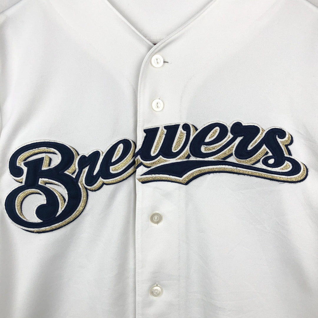 Majestic MLB Milwaukee Brewers Game Shirt Baseball Shirt Men's Size M unclear white type Vintage Second Hand