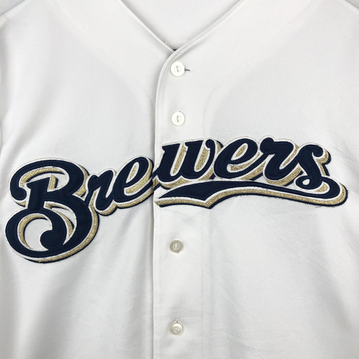 Majestic MLB Milwaukee Brewers Game Shirt Baseball Shirt Men's Size M unclear white type Vintage Second Hand
