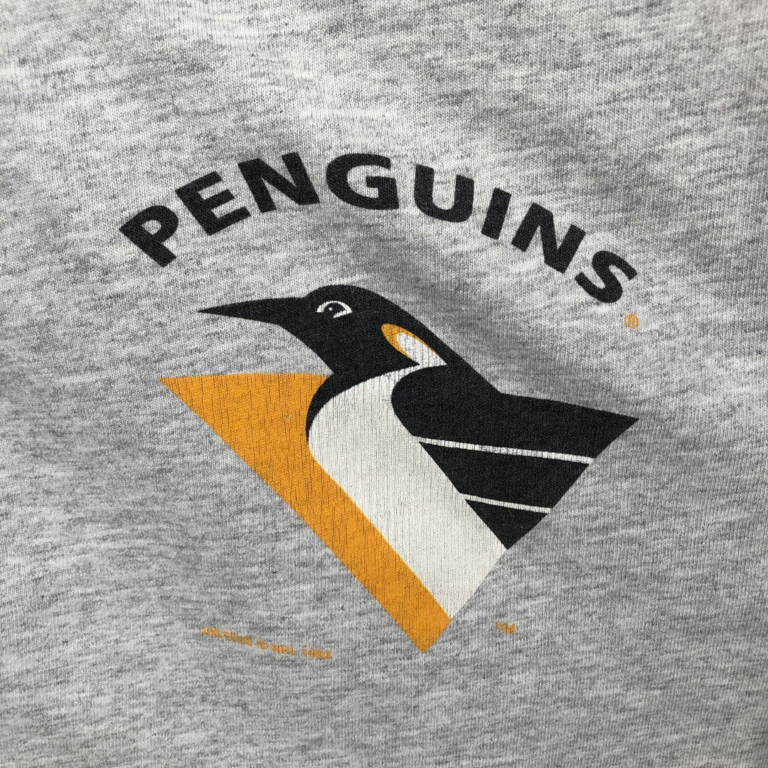 90'S Jostens Sportswear NHL Pittsburgh Penguins Hockey Game Shirt / Baseball Shirt, Made in USA, Men's Size L (approx.) cotton gray type Vintage Second Hand