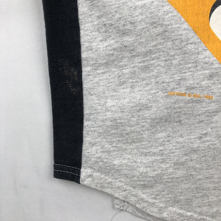 90'S Jostens Sportswear NHL Pittsburgh Penguins Hockey Game Shirt / Baseball Shirt, Made in USA, Men's Size L (approx.) cotton gray type Vintage Second Hand