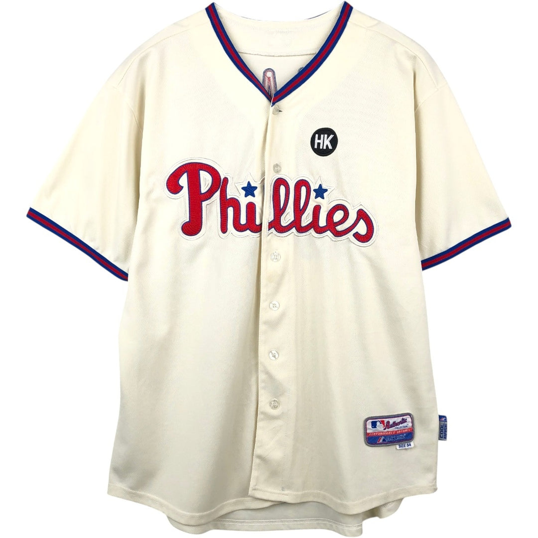 Majestic MLB Philadelphia Phillies Roy Halladay Game Shirt Baseball Shirt Made in USA Men's XL equivalent polyester unbleached Vintage Second Hand