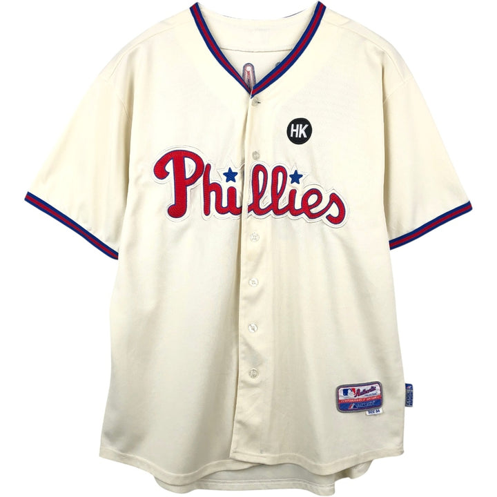 Majestic MLB Philadelphia Phillies Roy Halladay Game Shirt Baseball Shirt Made in USA Men's XL equivalent polyester unbleached Vintage Second Hand
