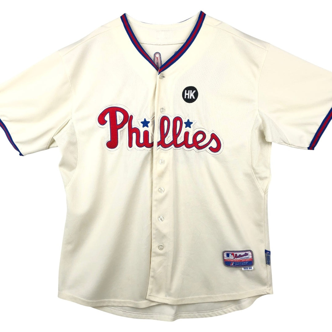 Majestic MLB Philadelphia Phillies Roy Halladay Game Shirt Baseball Shirt Made in USA Men's XL equivalent polyester unbleached Vintage Second Hand