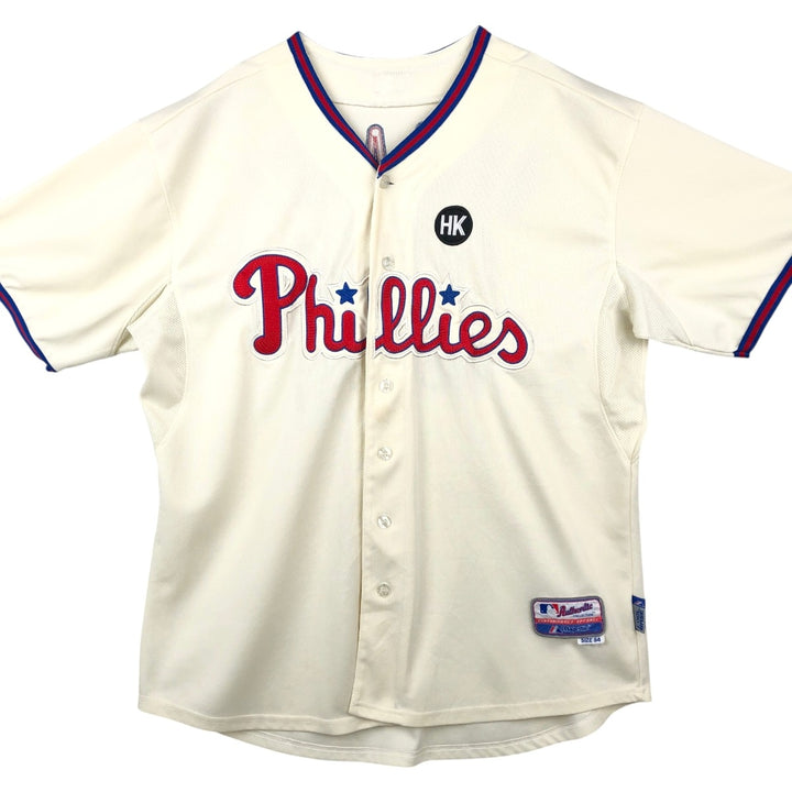 Majestic MLB Philadelphia Phillies Roy Halladay Game Shirt Baseball Shirt Made in USA Men's XL equivalent polyester unbleached Vintage Second Hand