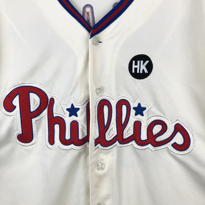 Majestic MLB Philadelphia Phillies Roy Halladay Game Shirt Baseball Shirt Made in USA Men's XL equivalent polyester unbleached Vintage Second Hand