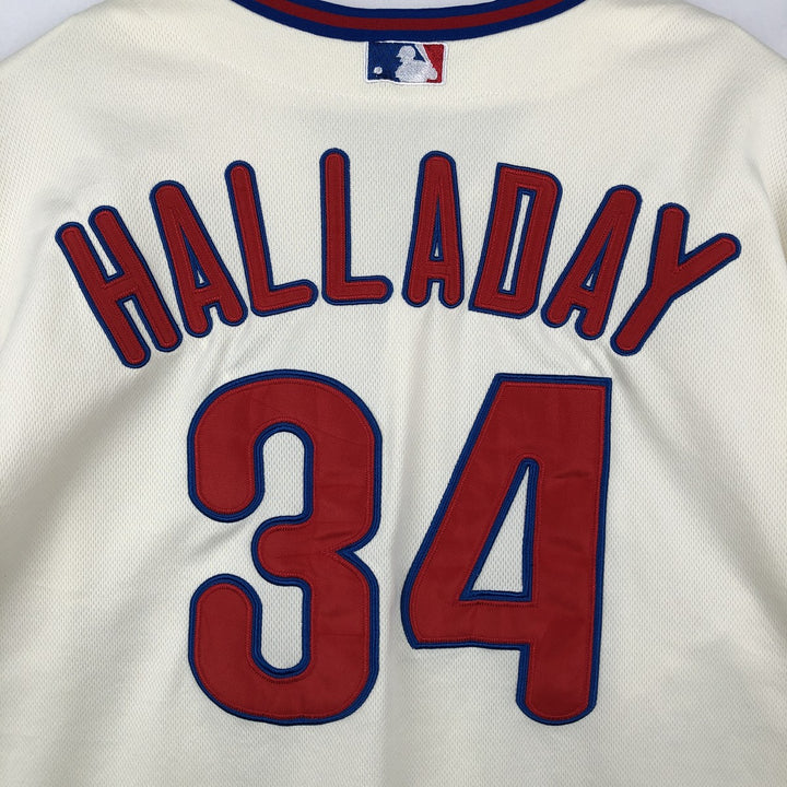 Majestic MLB Philadelphia Phillies Roy Halladay Game Shirt Baseball Shirt Made in USA Men's XL equivalent polyester unbleached Vintage Second Hand
