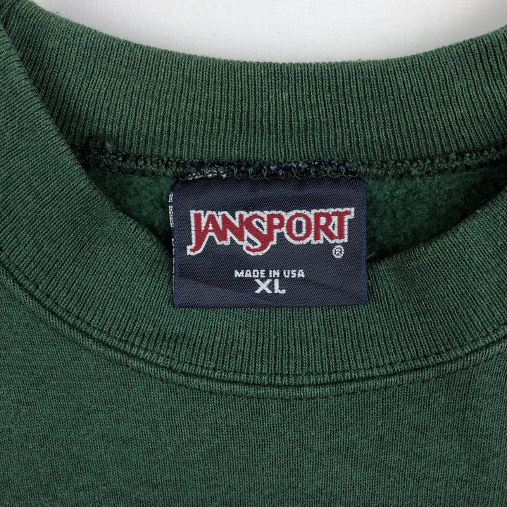 90'S Jansport Triple Print College Sweatshirt, Made in USA, Men's XL, Vintage cotton Green type dark green Vintage Second Hand