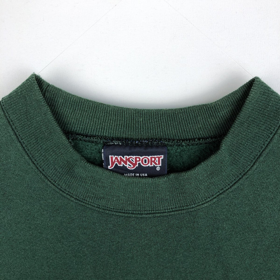 90'S Jansport Triple Print College Sweatshirt, Made in USA, Men's XL, Vintage cotton Green type dark green Vintage Second Hand