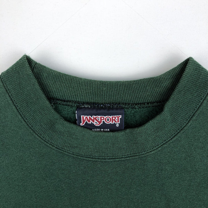 90'S Jansport Triple Print College Sweatshirt, Made in USA, Men's XL, Vintage cotton Green type dark green Vintage Second Hand