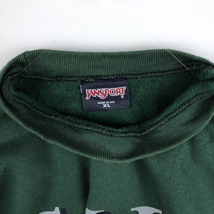 90'S Jansport Triple Print College Sweatshirt, Made in USA, Men's XL, Vintage cotton Green type dark green Vintage Second Hand