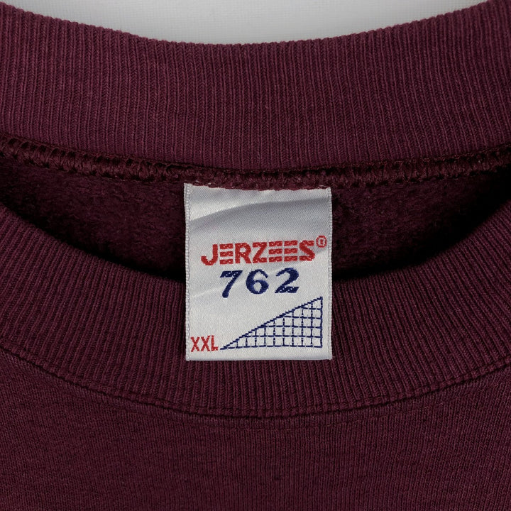 Jerzees 762 College Sweatshirt, Men's XXL equivalent, Vintage. cotton wine-red Vintage Second Hand