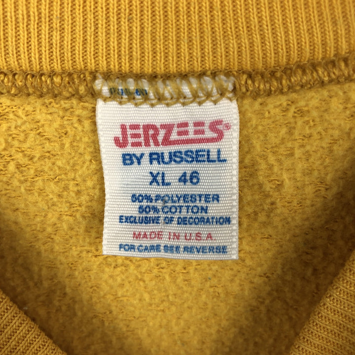 Vintage 1980'S Jerzees college sweatshirt, made in the USA, men's size XL polyester yellow type Vintage Second Hand
