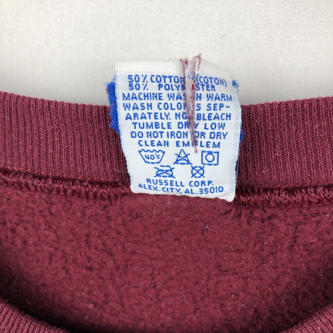 Vintage 90'S Russell ATHLETIC college sweatshirt, made in the USA, size L, men's cotton burgundy type Vintage Second Hand