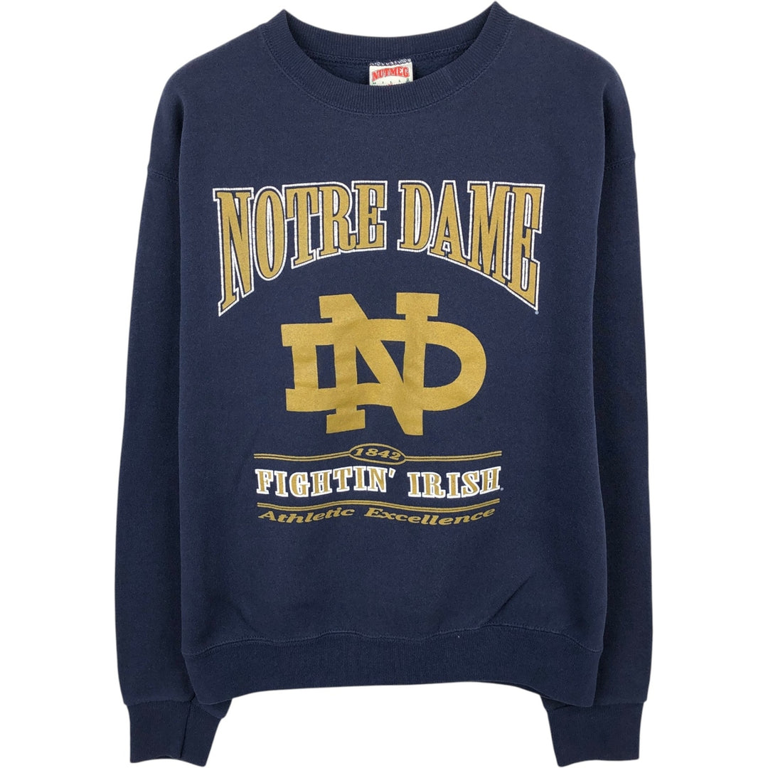 90'S NUTMEG NOTRE DAME University of Notre Dame College Sweatshirt, Made in USA, Men's XL equivalent, Vintage unclear navy blue type Vintage Second Hand