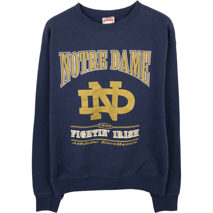90'S NUTMEG NOTRE DAME University of Notre Dame College Sweatshirt, Made in USA, Men's XL equivalent, Vintage unclear navy blue type Vintage Second Hand