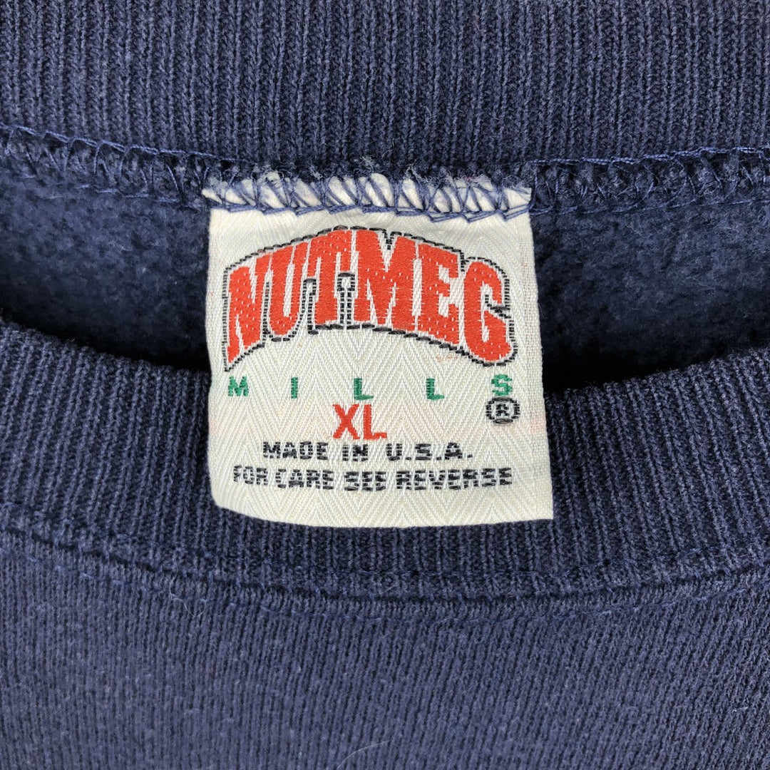 90'S NUTMEG NOTRE DAME University of Notre Dame College Sweatshirt, Made in USA, Men's XL equivalent, Vintage unclear navy blue type Vintage Second Hand