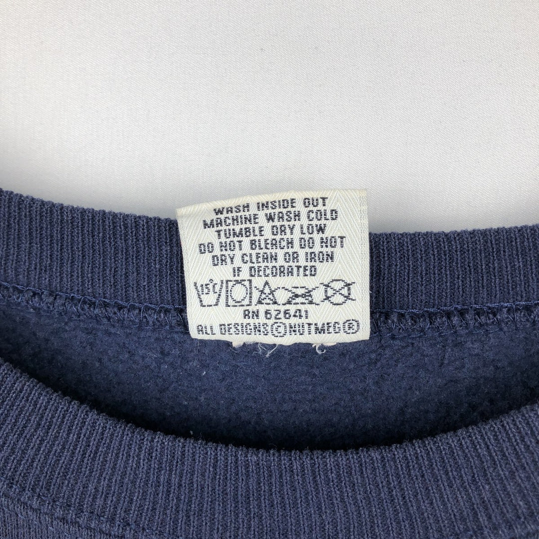 90'S NUTMEG NOTRE DAME University of Notre Dame College Sweatshirt, Made in USA, Men's XL equivalent, Vintage unclear navy blue type Vintage Second Hand