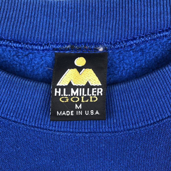 90'S Miller HL MILLER GOLD College Sweatshirt, Made in USA, Men's Size M (approx.), Vintage polyester blue type Vintage Second Hand