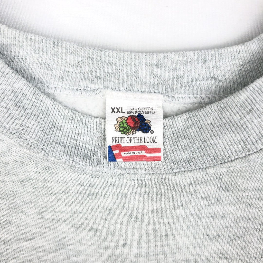 Vintage 90'S Fruit of the Loom college sweatshirt, made in the USA, size XXL, men's cotton gray type Vintage Second Hand