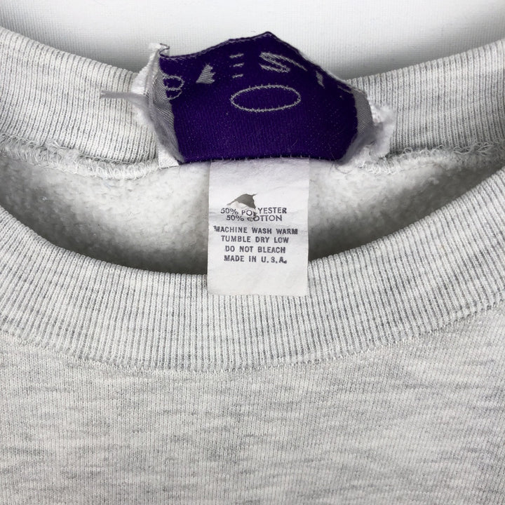 90'S BEEZIL College Sweatshirt, Made in USA, Men's Size L (Equivalent), Vintage polyester gray type Vintage Second Hand