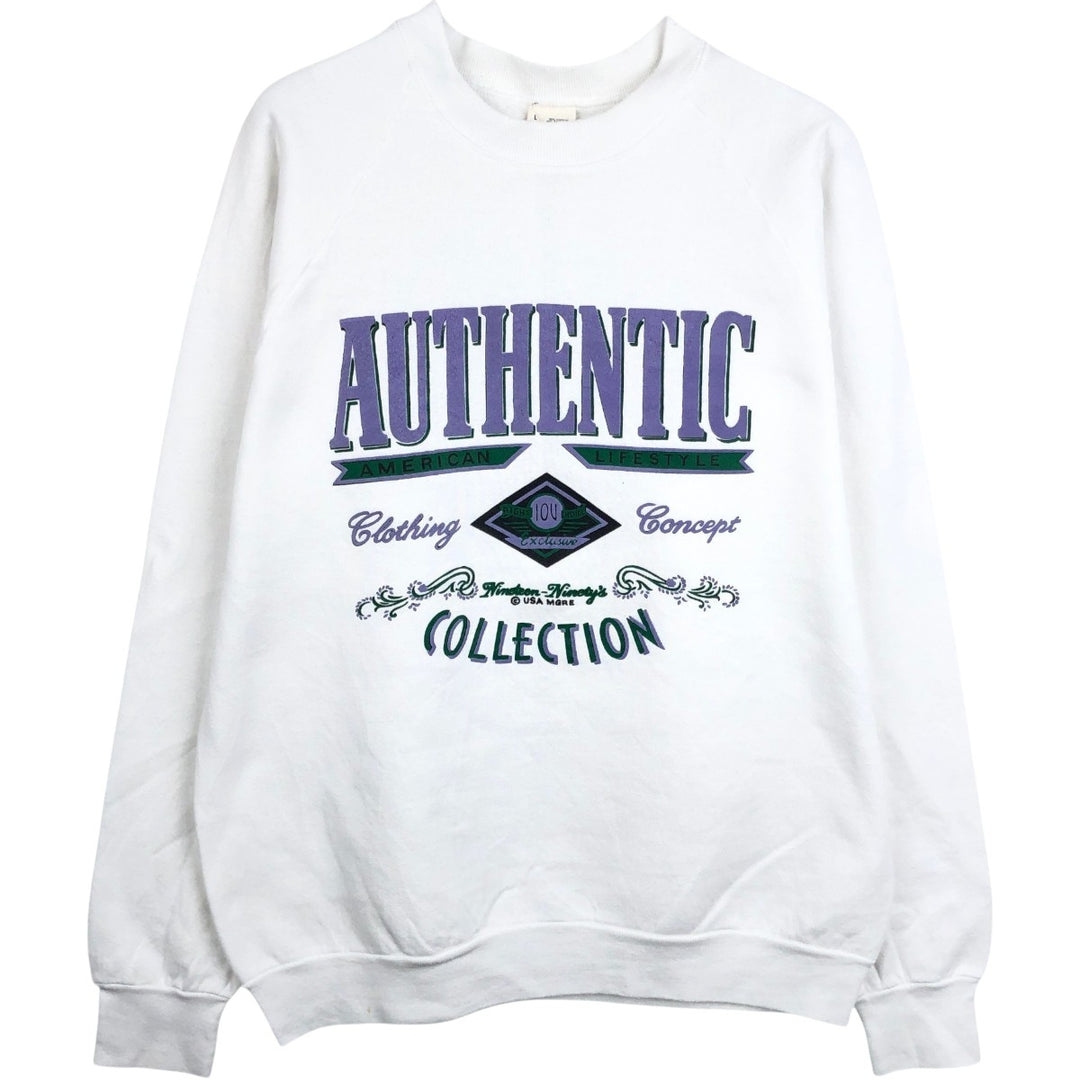 90'S Fruit of the Loom printed sweatshirt, made in the USA, men's size L, vintage cotton white type Vintage Second Hand