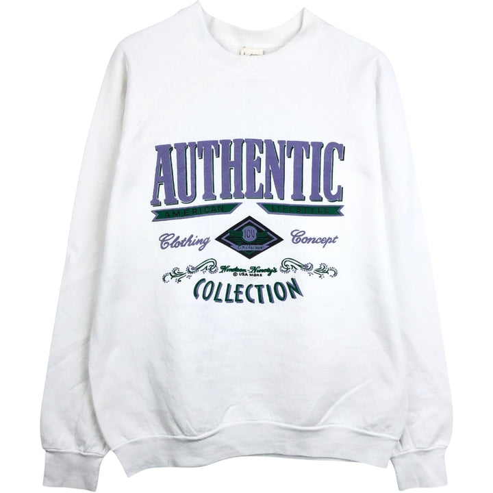 90'S Fruit of the Loom printed sweatshirt, made in the USA, men's size L, vintage cotton white type Vintage Second Hand