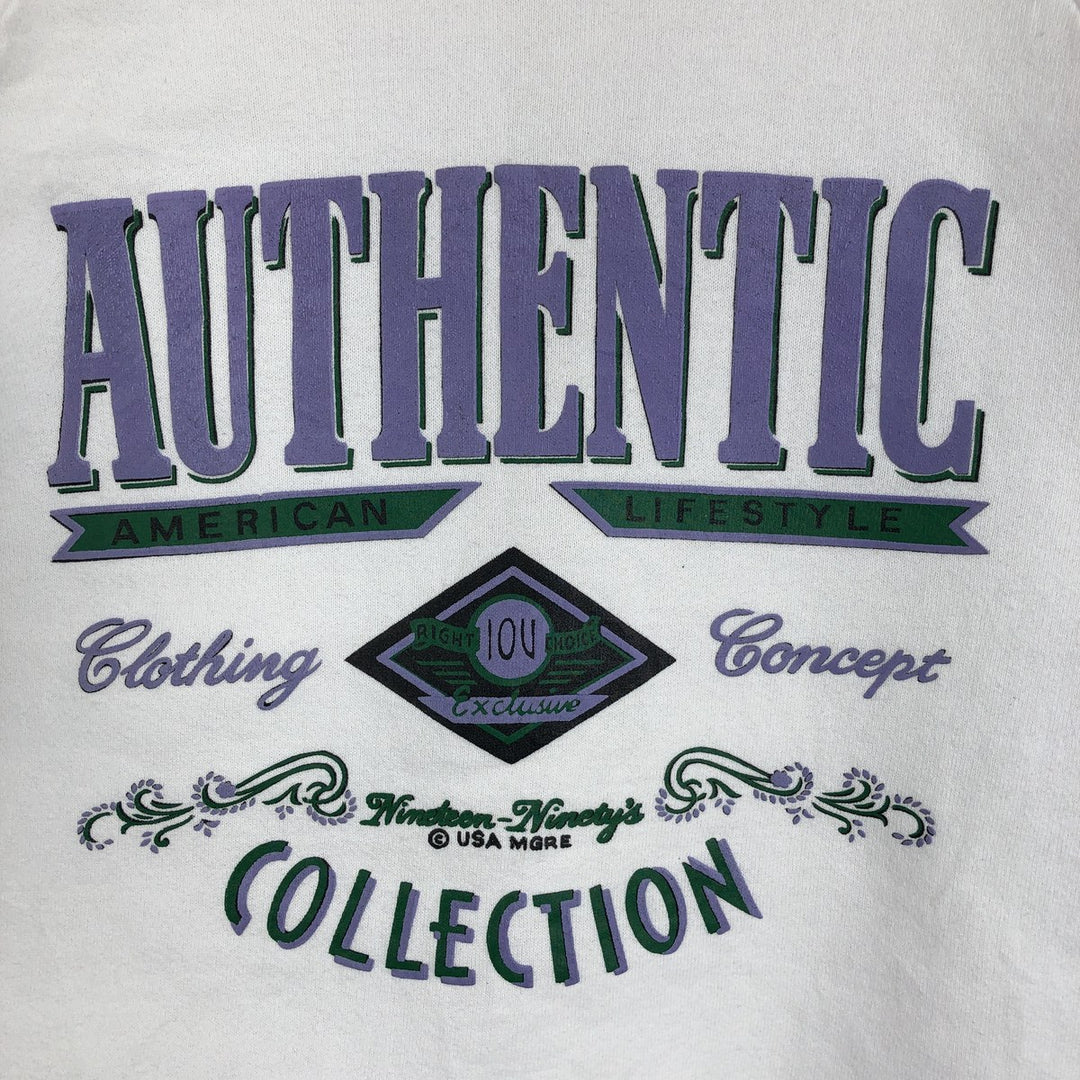 90'S Fruit of the Loom printed sweatshirt, made in the USA, men's size L, vintage cotton white type Vintage Second Hand