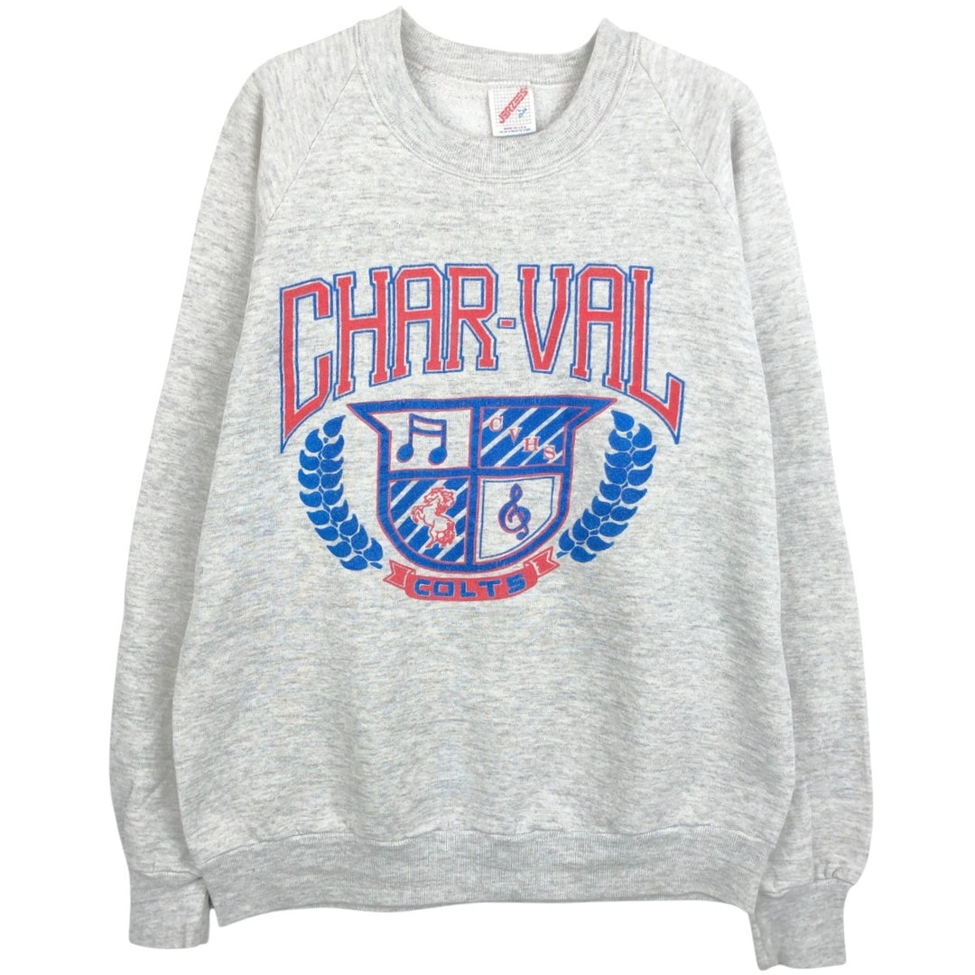 Vintage 90'S Jerzees college sweatshirt, made in the USA, size L, men's polyester gray type Vintage Second Hand