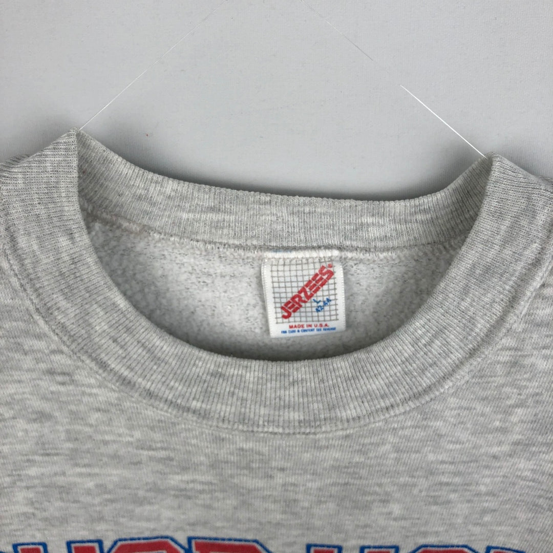 Vintage 90'S Jerzees college sweatshirt, made in the USA, size L, men's polyester gray type Vintage Second Hand