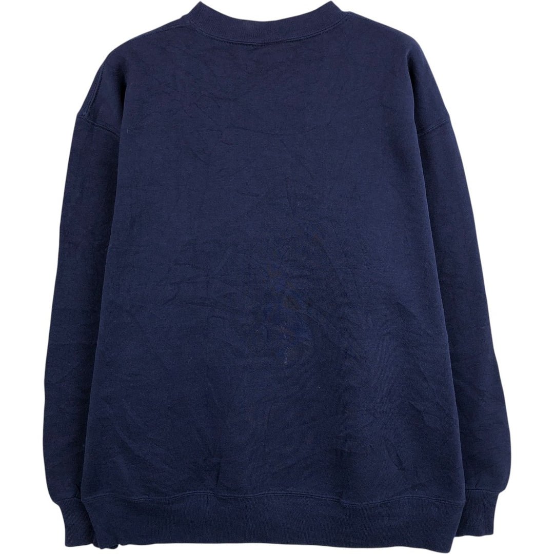 90'S Russell 3-row print college sweatshirt, made in USA, men's XL size, vintage cotton navy blue type Vintage Second Hand