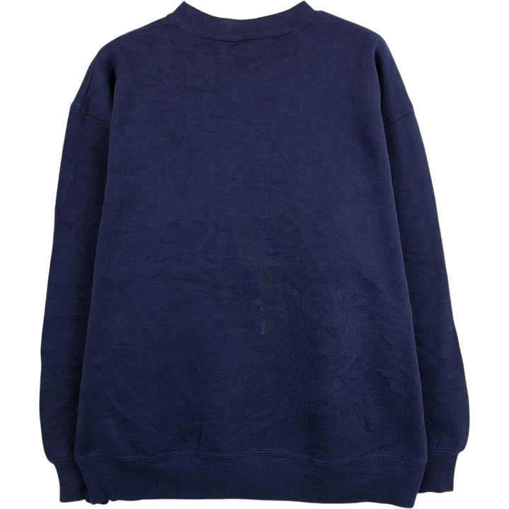90'S Russell 3-row print college sweatshirt, made in USA, men's XL size, vintage cotton navy blue type Vintage Second Hand