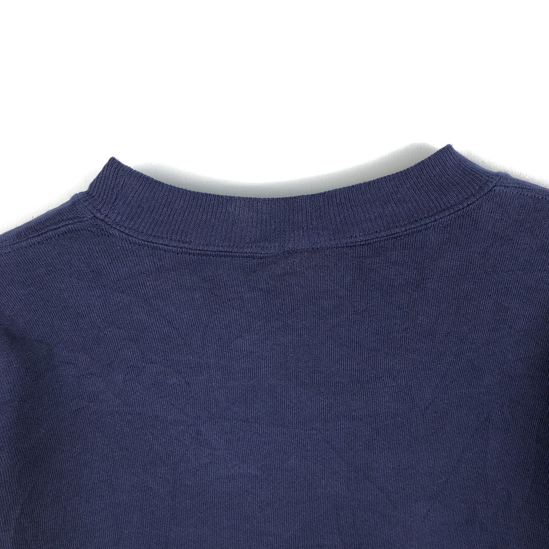 90'S Russell 3-row print college sweatshirt, made in USA, men's XL size, vintage cotton navy blue type Vintage Second Hand